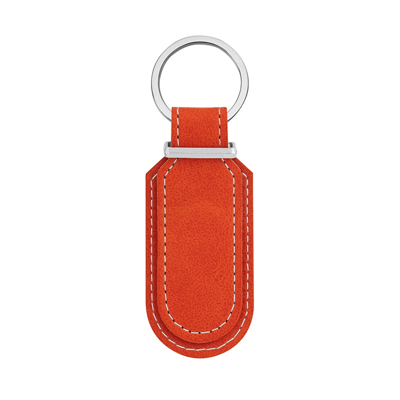 Portachiavi in pelle ovale bifacciale