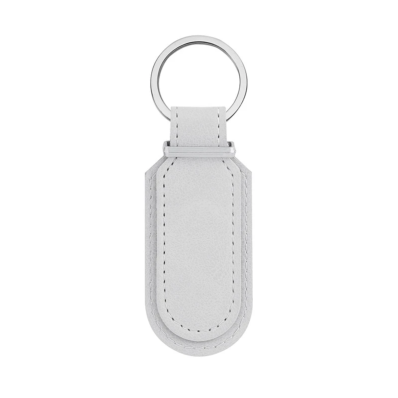 Portachiavi in pelle ovale bifacciale