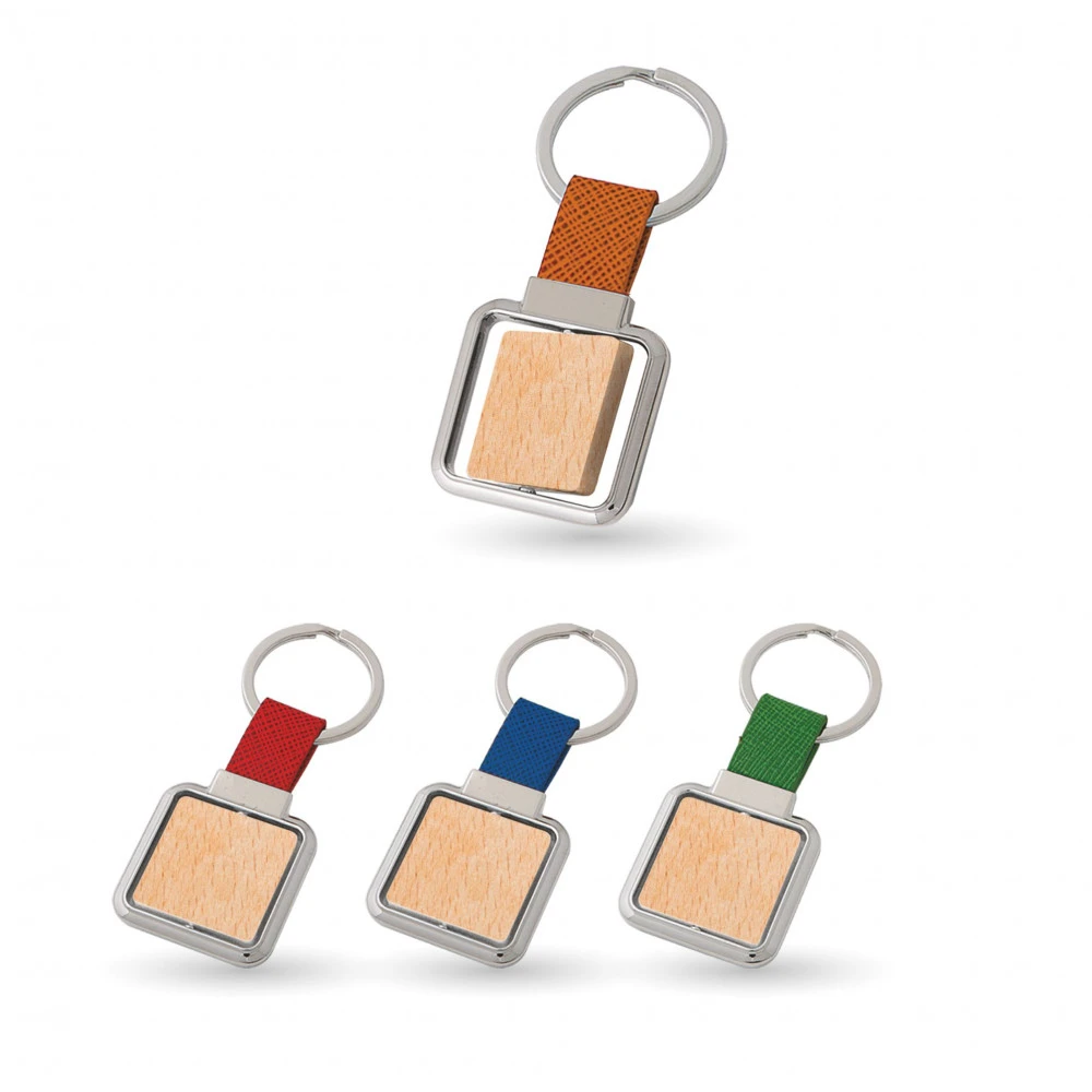 Portachiavi in Legno e Metallo Girevole - Quadrato