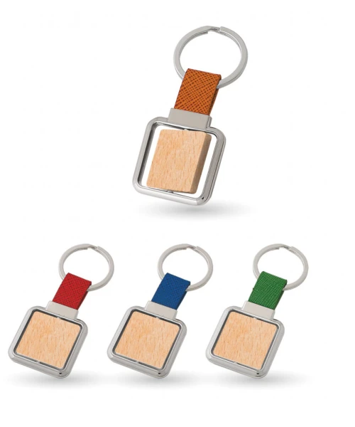 Portachiavi in Legno e Metallo Girevole - Quadrato
